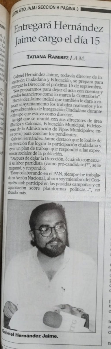 Nota de am: «Entregará Hernández Jaime cargo el día 15», con su retrato.