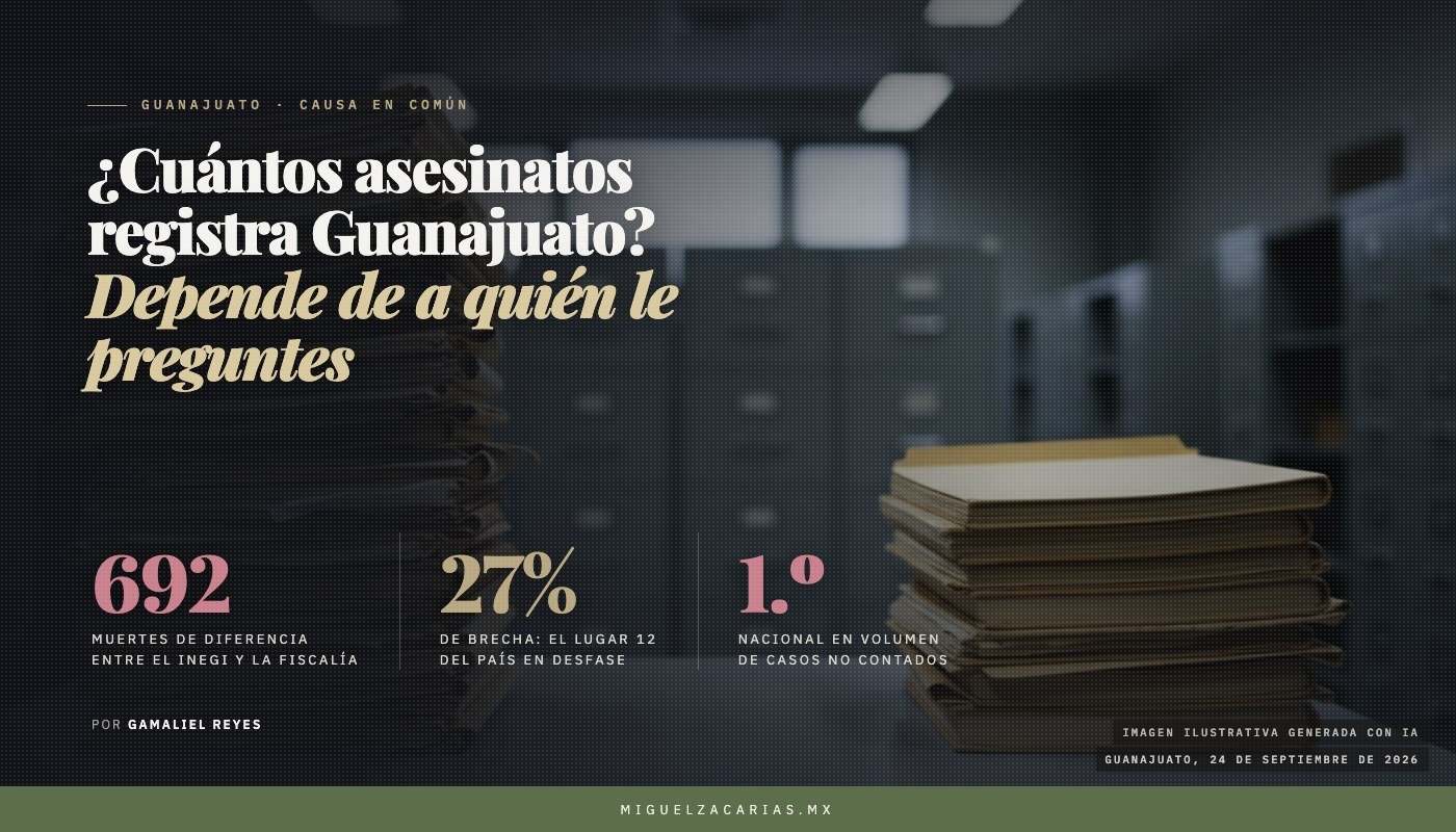 Dos pilas de expedientes de distinta altura sobre un escritorio, en un archivo de gobierno.