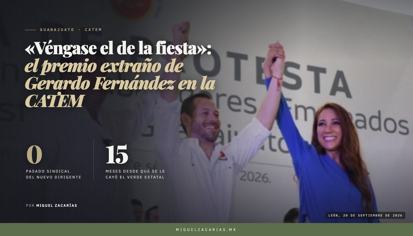 La gobernadora Libia Dennise García levanta el brazo de Gerardo Fernández en la toma de protesta de la CATEM en León.