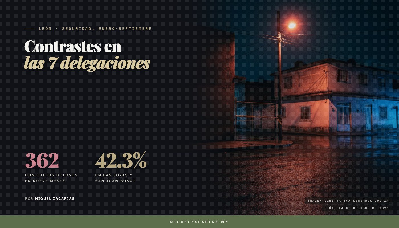 La esquina de una colonia de noche, con el piso mojado y el reflejo rojo y azul de una patrulla en las casas. Imagen ilustrativa generada con IA.