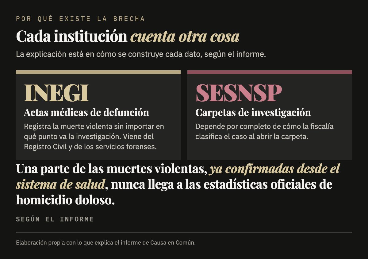Gráfica que explica cómo construye sus datos el INEGI y cómo el SESNSP