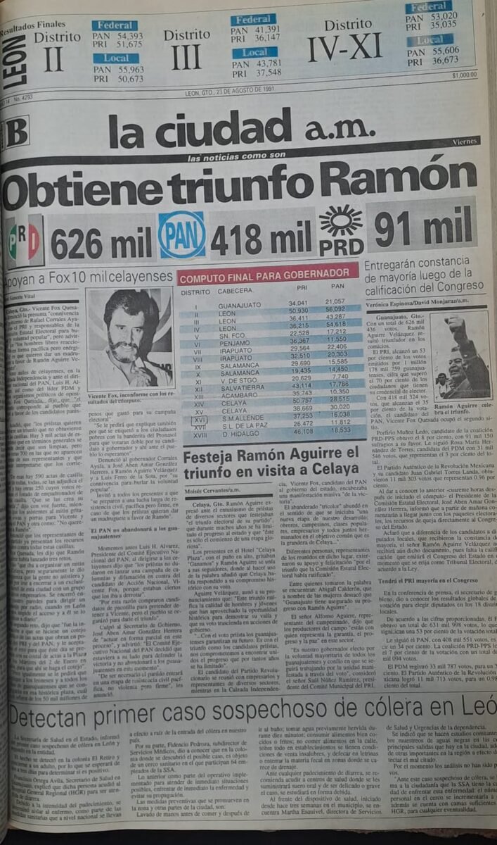 Primera plana de la ciudad a.m., 23 de agosto de 1991.